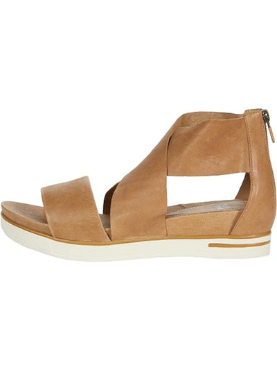 EILEEN FISHER Womens Beige 1" Platform Slip Resistant Arch Support Cushioned Sport Round Toe Wedge Zip-Up Leather Sandals Shoes 9