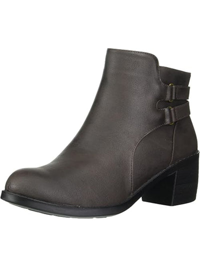EASY STREET Womens Brown Double Ankle Straps Cushioned Murphy Almond Toe Block Heel Zip-Up Booties 6.5 W