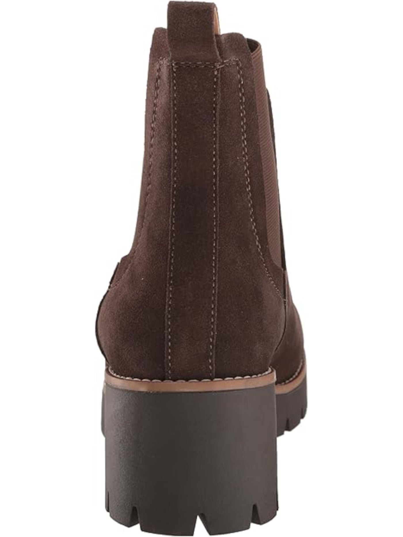 AQUA COLLEGE Womens Brown Side Goring Padded Back Pull-Tab Waterproof Slip Resistant Demi Round Toe Wedge Leather Chelsea Boot 8 M
