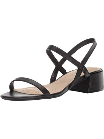 KENNETH COLE NEW YORK Womens Black Comfort Maisie Square Toe Block Heel Slip On Leather Slingback Sandal 6 M