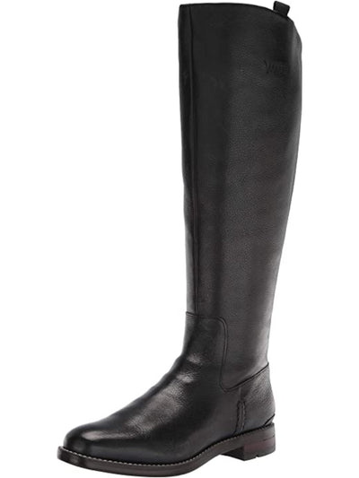 FRANCO SARTO Womens Black Back Zipper Closure Wide Calf Cushioned Meyer Almond Toe Block Heel Zip-Up Leather Riding Boot 6 W WC