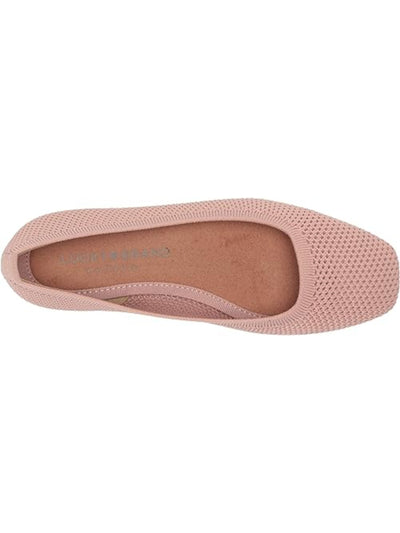 LUCKY BRAND Womens Cameo Rose Pink Ribbed Knit Flexible Sole Includes Mesh Bag For Washing Cushioned Daneric Square Toe Slip On Flats Shoes 12 M