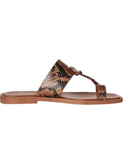 FRANCO SARTO Womens Brown Snake Skin Toe Ring Milly Square Toe Slip On Slide Sandals 5.5 M