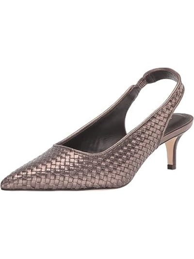 DONALD PLINER Womens Brown Goring Woven Padded Olympia Pointed Toe Kitten Heel Slip On Slingback 9.5 M