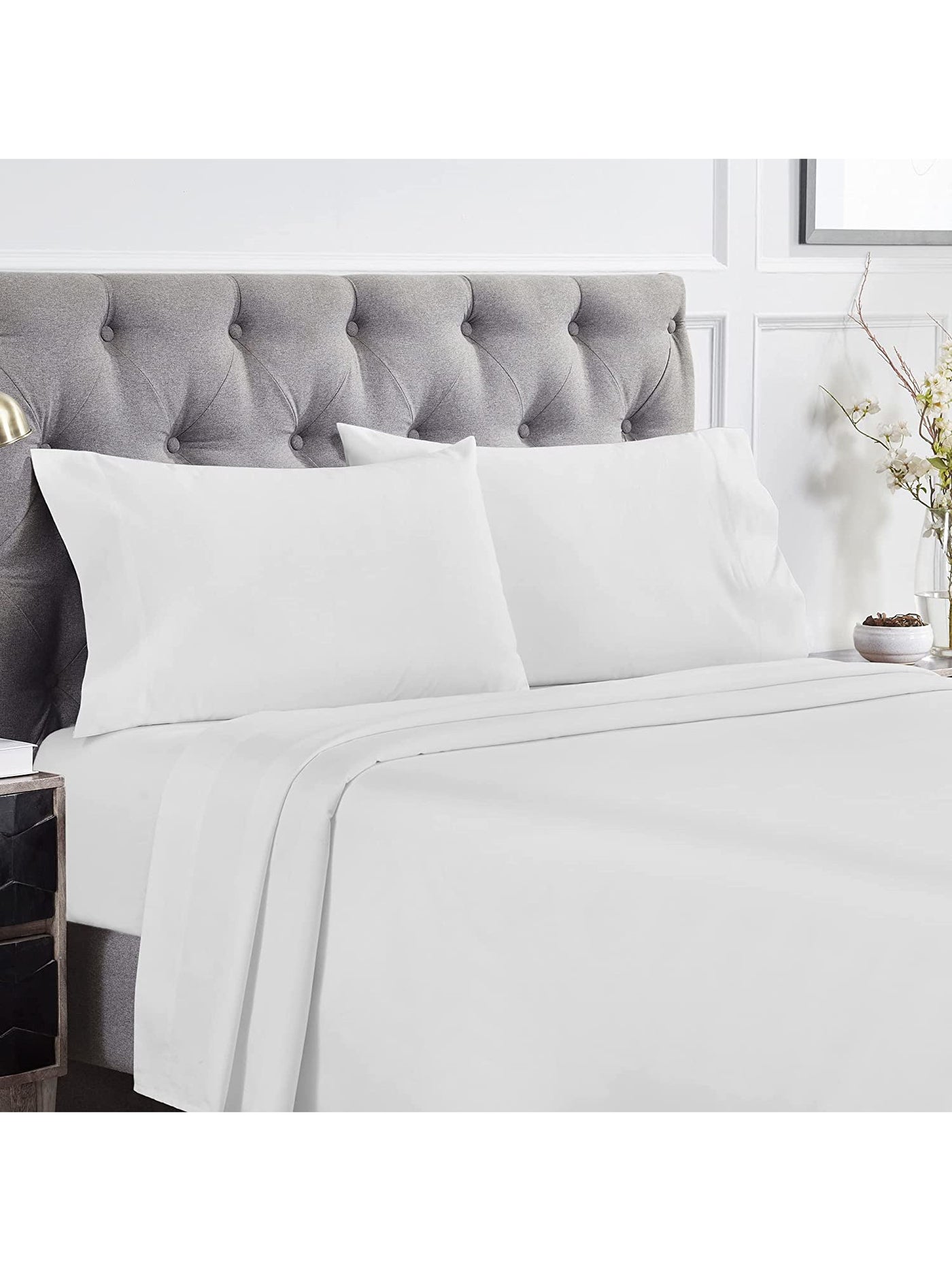 AQ TEXTILES Ultra Lux White Solid 1000 Thread Count KING Sheet Set