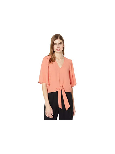 1. STATE Womens Tie Bell Sleeve V Neck Top