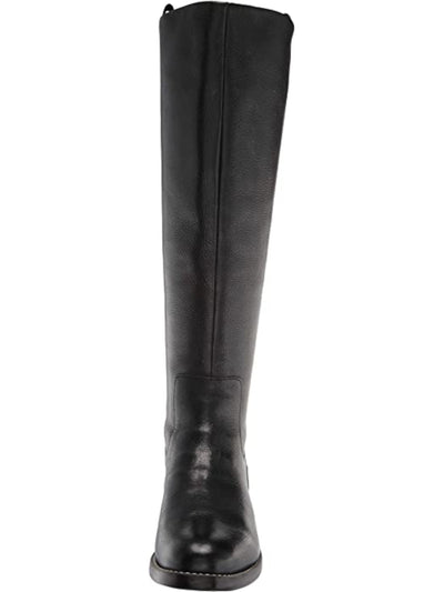 FRANCO SARTO Womens Black Back Zipper Closure Wide Calf Cushioned Meyer Almond Toe Block Heel Zip-Up Leather Riding Boot 6 W WC