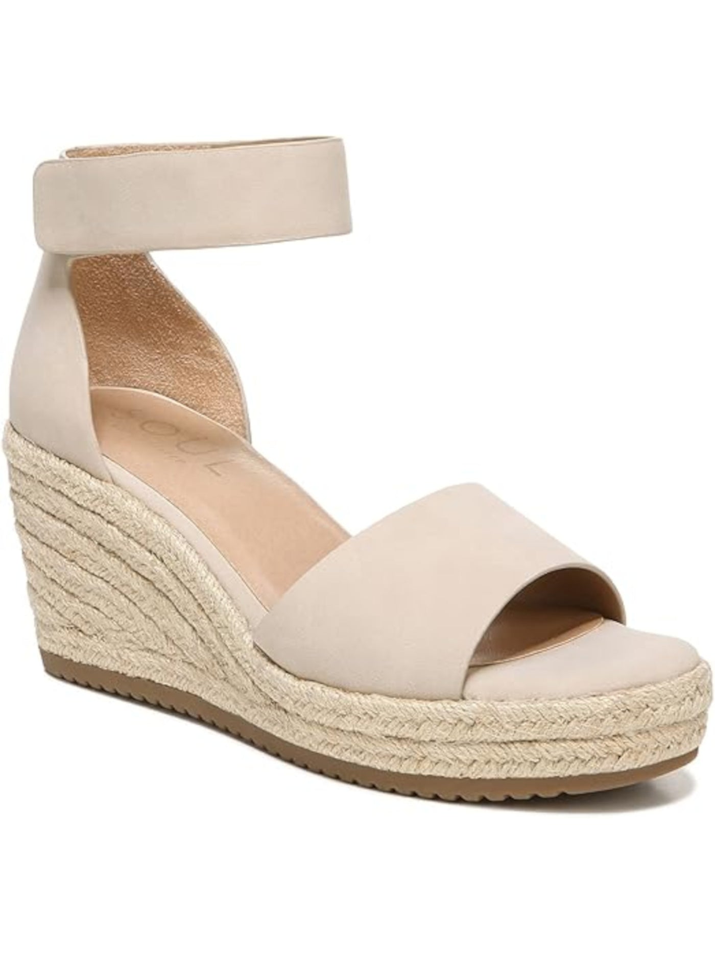 SOUL BY NATURALIZER Womens Ivory Anti-Microbial Ankle Strap Padded Oakley Round Toe Wedge Espadrille Shoes 8.5 M