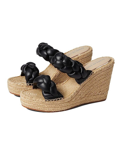 KENNETH COLE NEW YORK Womens Black 1-1/2" Platform Braided Comfort Olivia Round Toe Wedge Slip On Espadrille Shoes 7.5 M