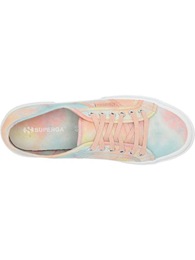 SUPERGA Womens Orange Tie Dye Traction Metal Eyelets Cushioned Logo Fantasy Cotu Round Toe Lace-Up Athletic Sneakers Shoes 39