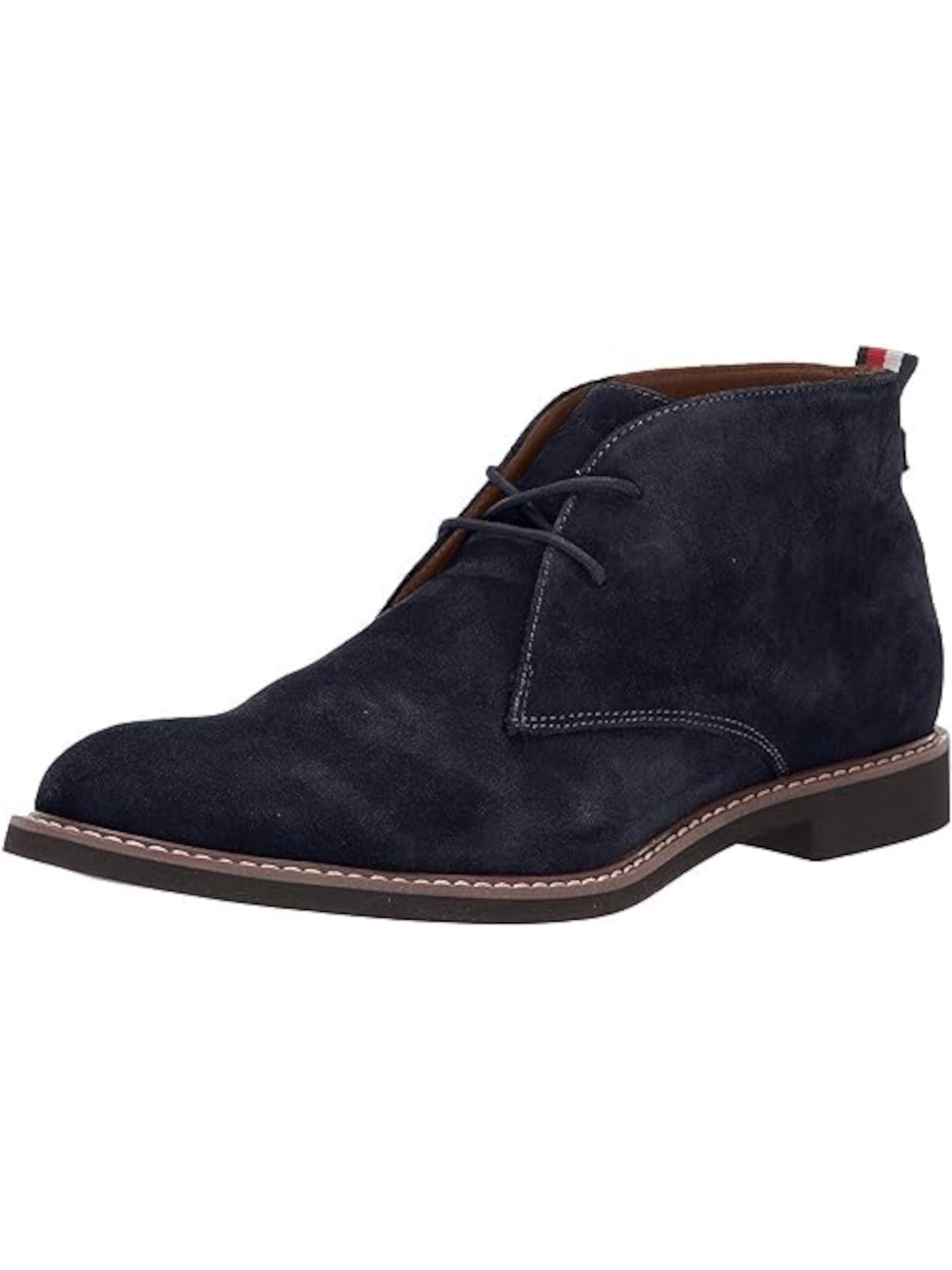 TOMMY HILFIGER Mens Navy Cushioned Comfort Gervis Round Toe Block Heel Lace-Up Leather Chukka Boots 11.5