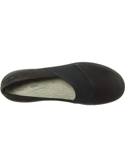 CLOUD STEPPERS BY CLARKS Womens Black Impact Absorption Cushioned Removable Insole Sillian Round Toe Wedge Slip On Flats 10 W