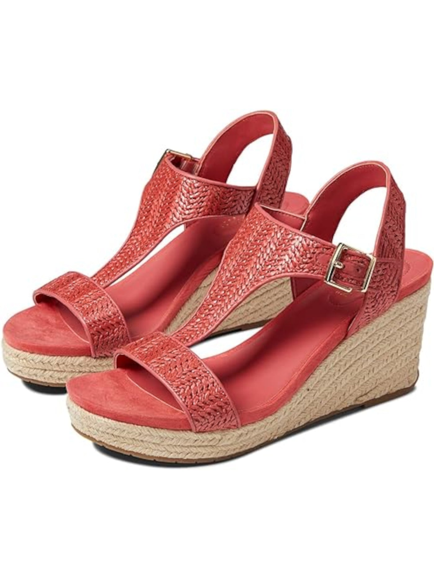 REACTION KENNETH COLE Womens Coral Woven Adjustable Card Round Toe Wedge Buckle Espadrille Shoes 8.5 M