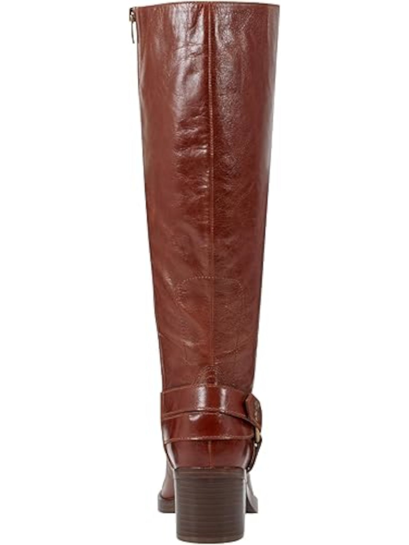 MARC FISHER Womens Brown O'ring Ankle Strap Goring Padded Laile Square Toe Block Heel Zip-Up Leather Moto 5 M