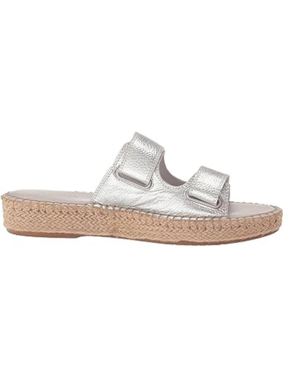 COLE HAAN Womens Silver Adjustable Lightweight Cloudfeel Round Toe Wedge Slip On Leather Espadrille Shoes 5 B