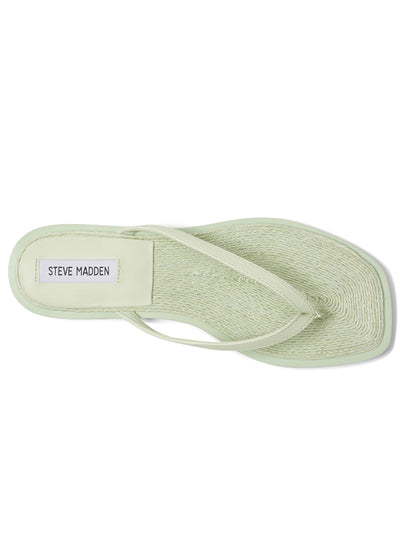 STEVE MADDEN Womens Mint Green Padded Abela Square Toe Block Heel Slip On Flip Flop Sandal 8