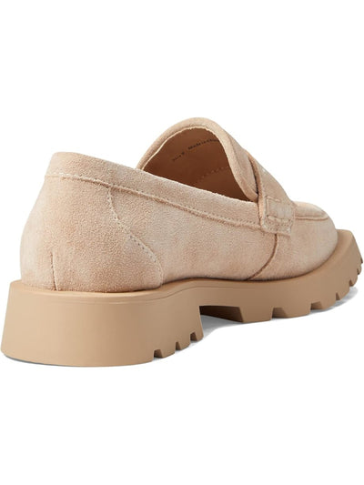 DOLCE VITA Womens Beige Lug Sole Padded Elias Square Toe Block Heel Slip On Leather Heeled Loafers 7.5 M