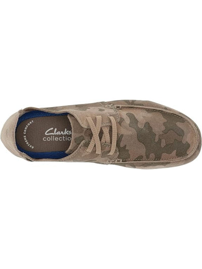 CLARKS COLLECTION Mens Beige Camouflage Breathable Removable Insole Round Toe Lace-Up Leather Sneakers Shoes 11.5 M