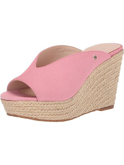 KATE SPADE NEW YORK Womens Pink 1" Platform V-Notch Cutout Thea Round Toe Wedge Slip On Espadrille Shoes 11 M