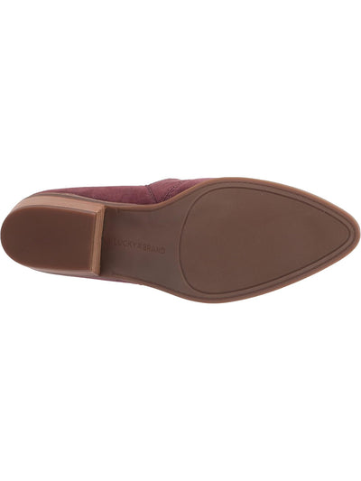 LUCKY BRAND Womens Maroon Side Cutouts Pull Tab Padded Mahzan Almond Toe Block Heel Slip On Leather Shootie M