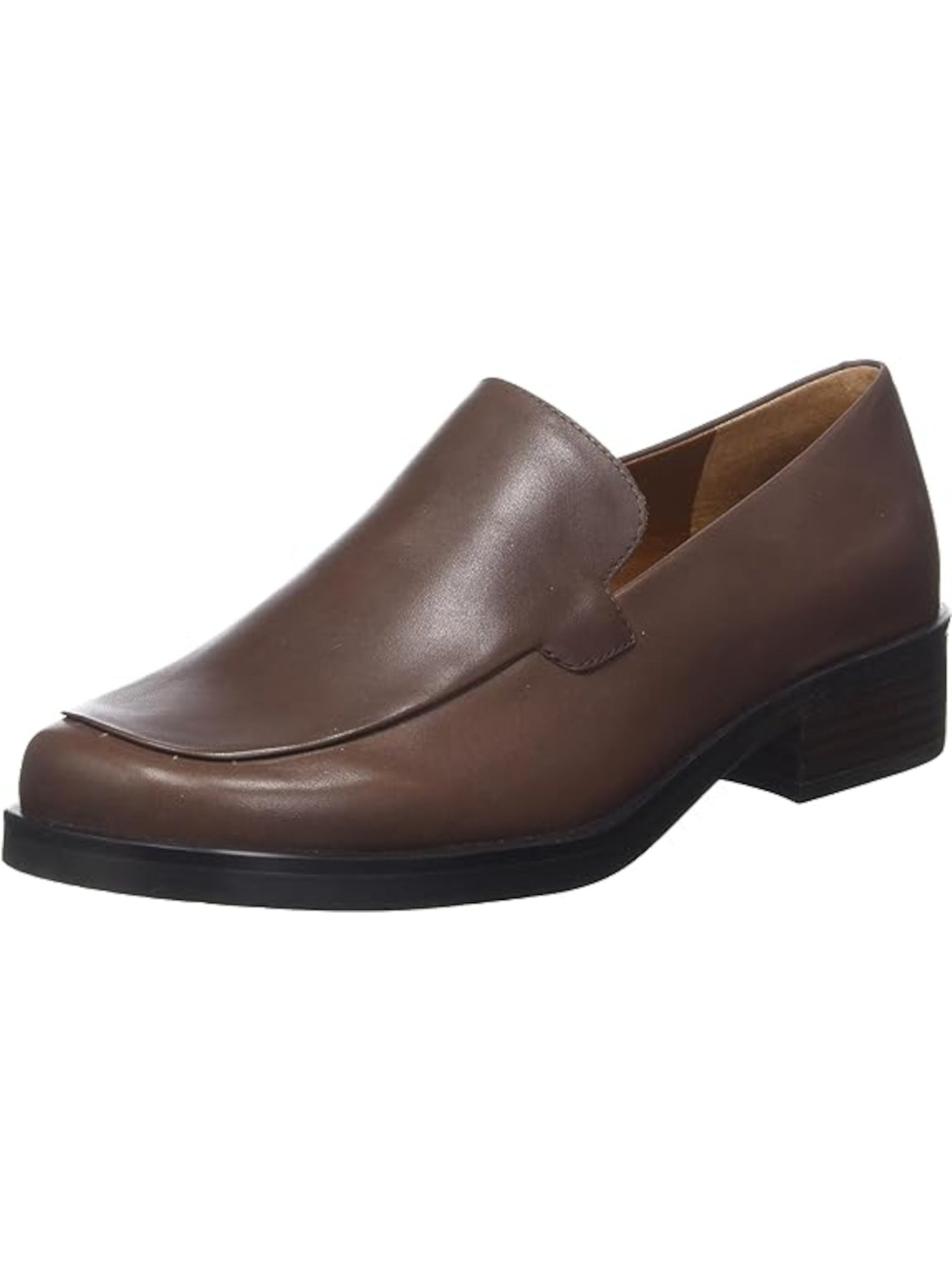 FRANCO SARTO Womens Brown Padded Bocca Square Toe Stacked Heel Slip On Leather Loafers Shoes 5.5 M