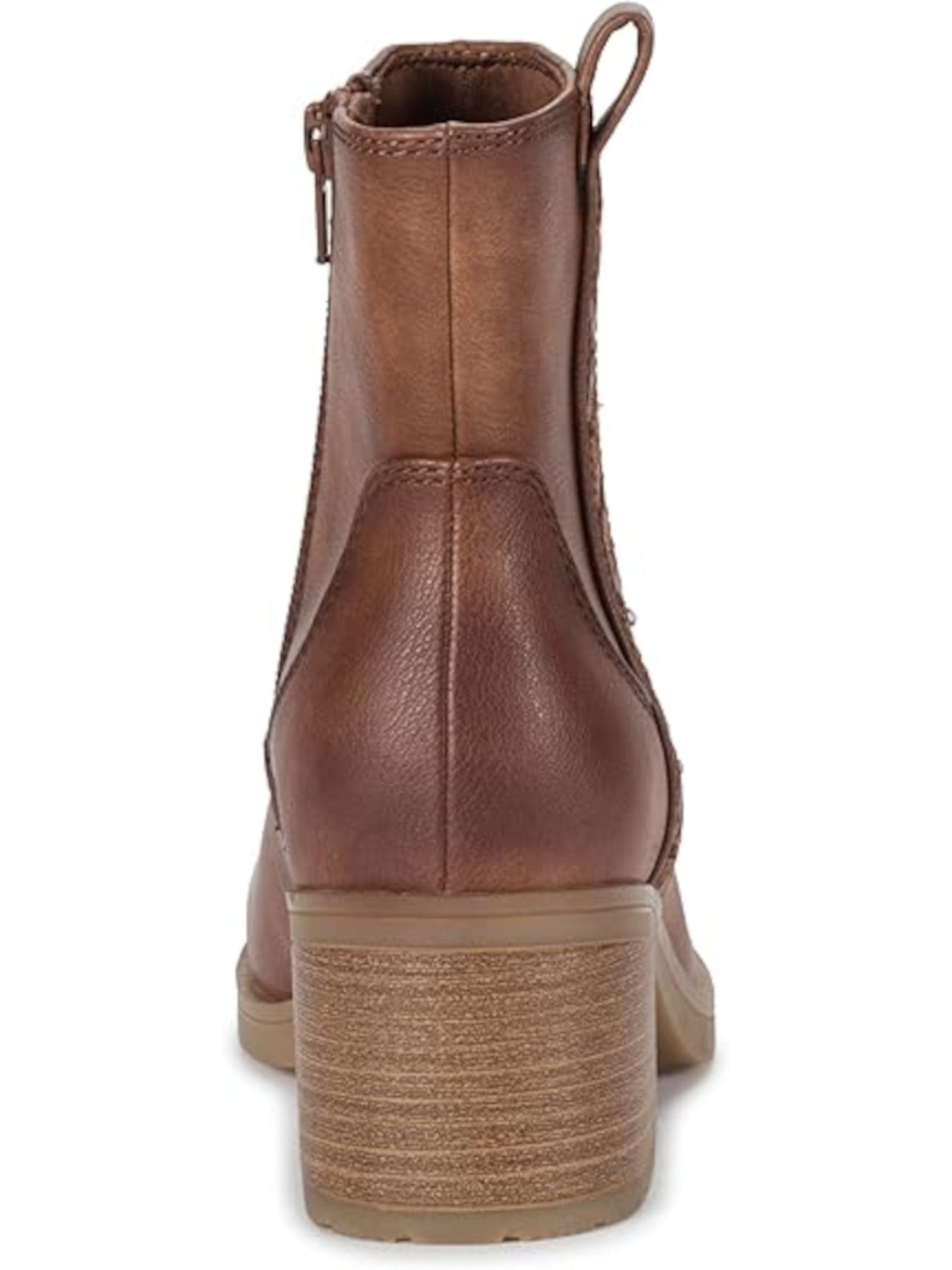 BARETRAPS Womens Brown Accent Stripe Side Pull-Tab Padded Covina Almond Toe Block Heel Zip-Up Booties 6 M