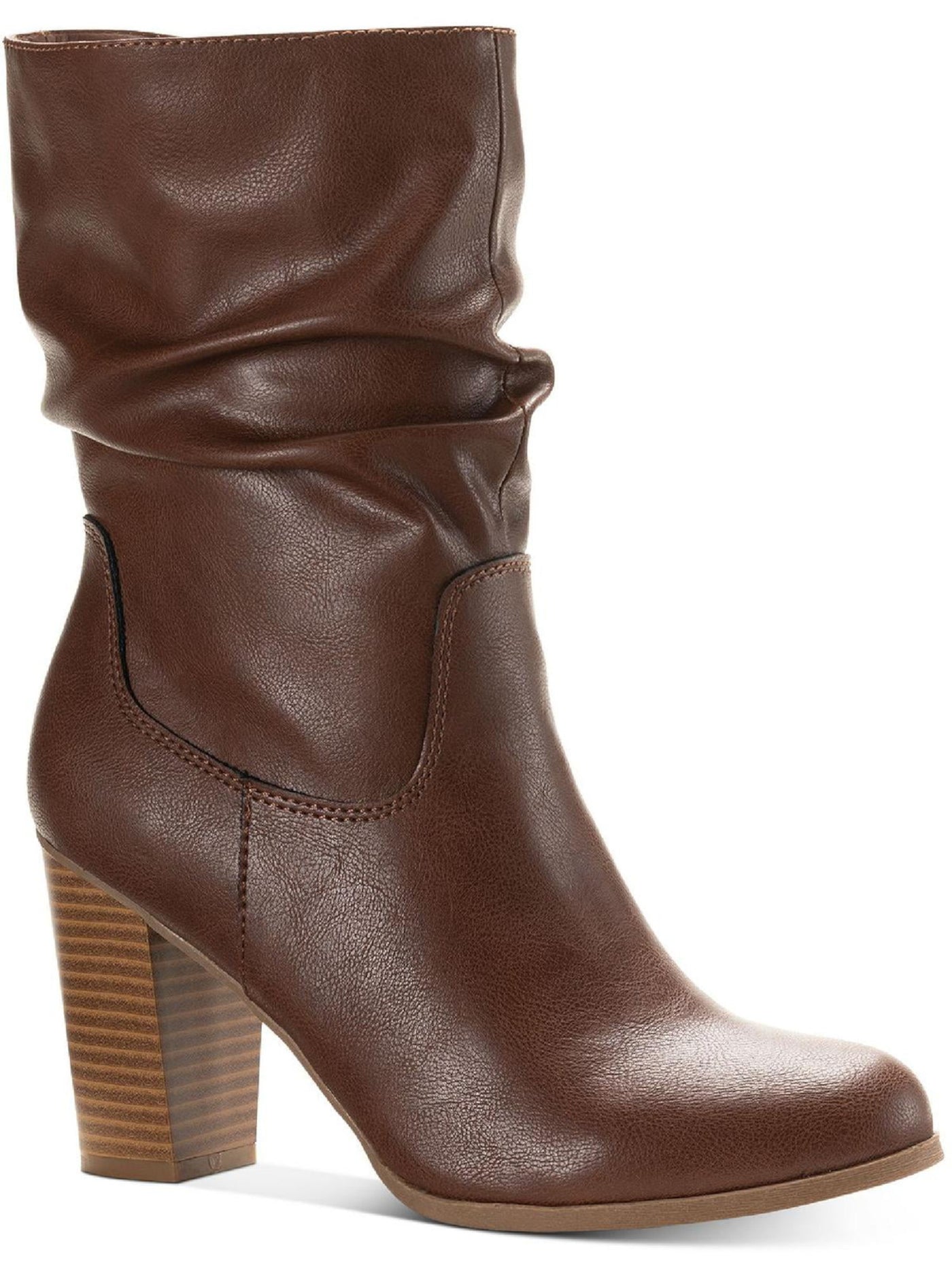 STYLE & COMPANY Womens Brown Saraa Round Toe Block Heel Zip-Up Slouch Boot 9.5 M