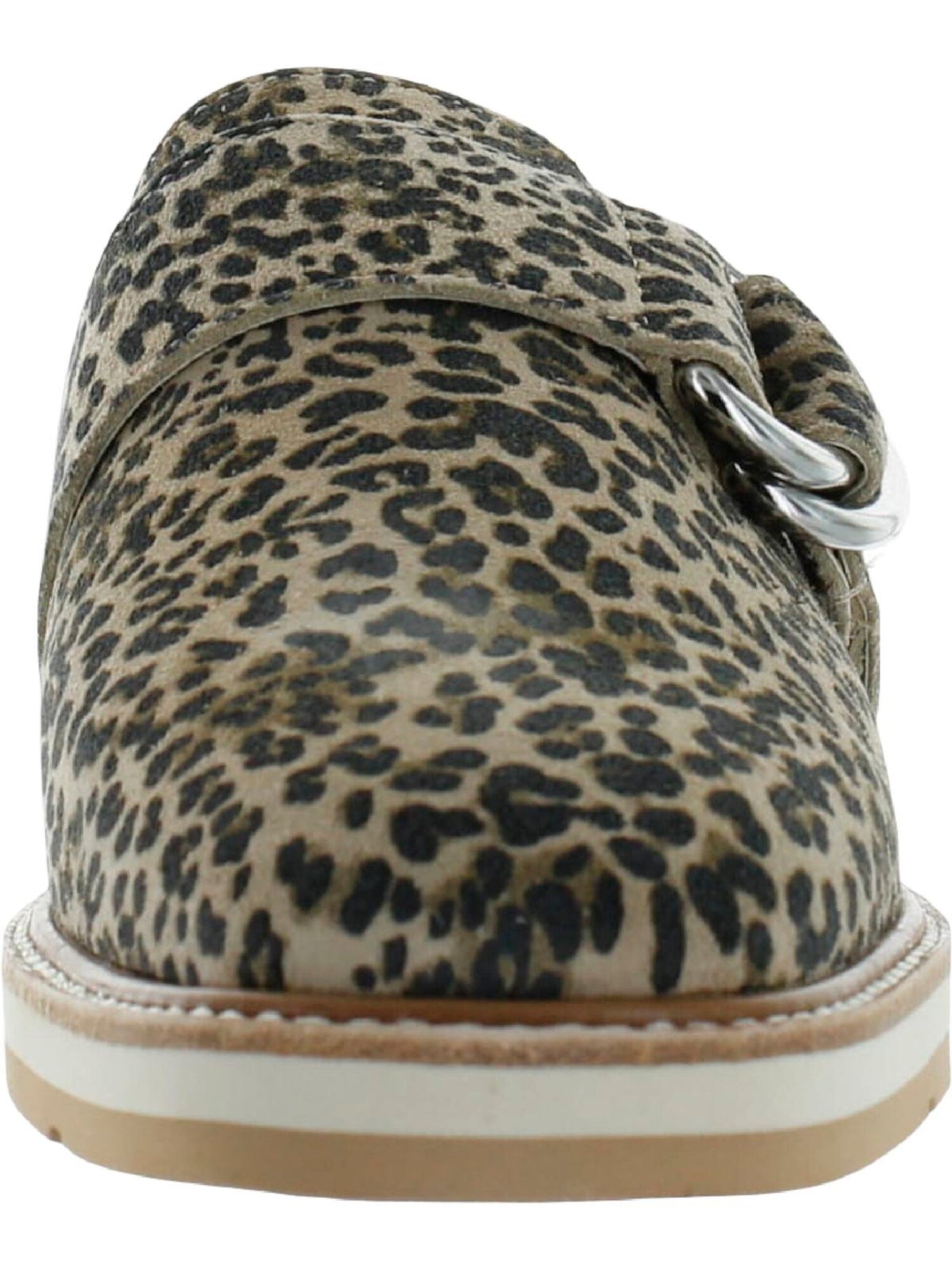 DOLCE VITA Womens Beige Leopard Print D-Rings Crochet Breathable Verna Square Toe Wedge Slip On Leather Mules 6.5 M