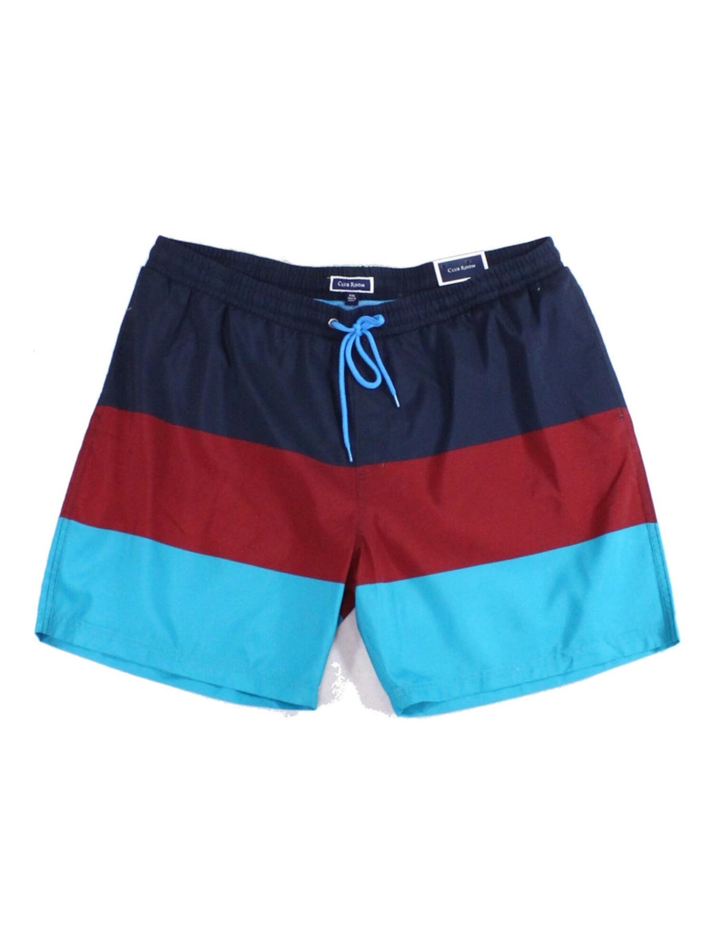 CLUBROOM Mens Blue Expandable Waist Color Block Classic Fit Quick-Dry Swim Trunks S