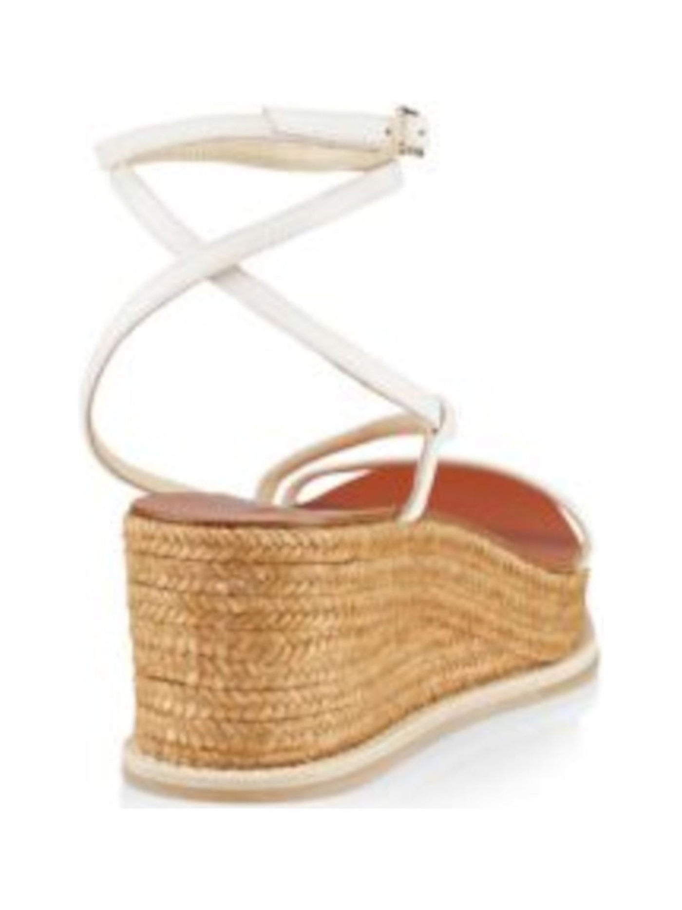 JIMMY CHOO Womens White Ankle Strap Woven Drive Square Toe Wedge Buckle Leather Espadrille Shoes 36.5