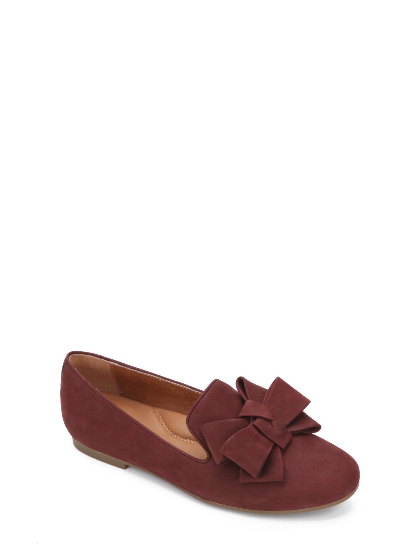 GENTLE SOULS KENNETH COLE Womens Burgundy Notched Bow Accent Cushioned Eugene Round Toe Slip On Leather Loafers Shoes 9 M