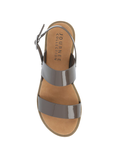 JOURNEE COLLECTION Womens Brown Double Strap Cushioned Adjustable Lavine Round Toe Buckle Slingback Sandal 5.5