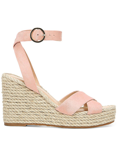 VIA SPIGA Womens Pink 1" Platform Adjustable Strap Padded Sesilia Square Toe Wedge Buckle Leather Espadrille Shoes 6 M