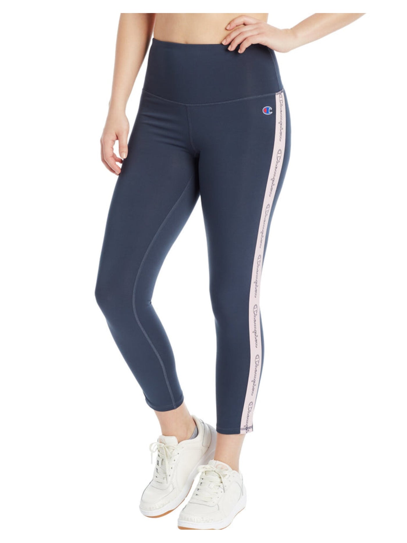 CHAMPION Womens Gray Moisture Wicking Fitted Upf 50+ Back Waist Zipper Pocket Logo Graphic Active Wear High Waist Leggings XS