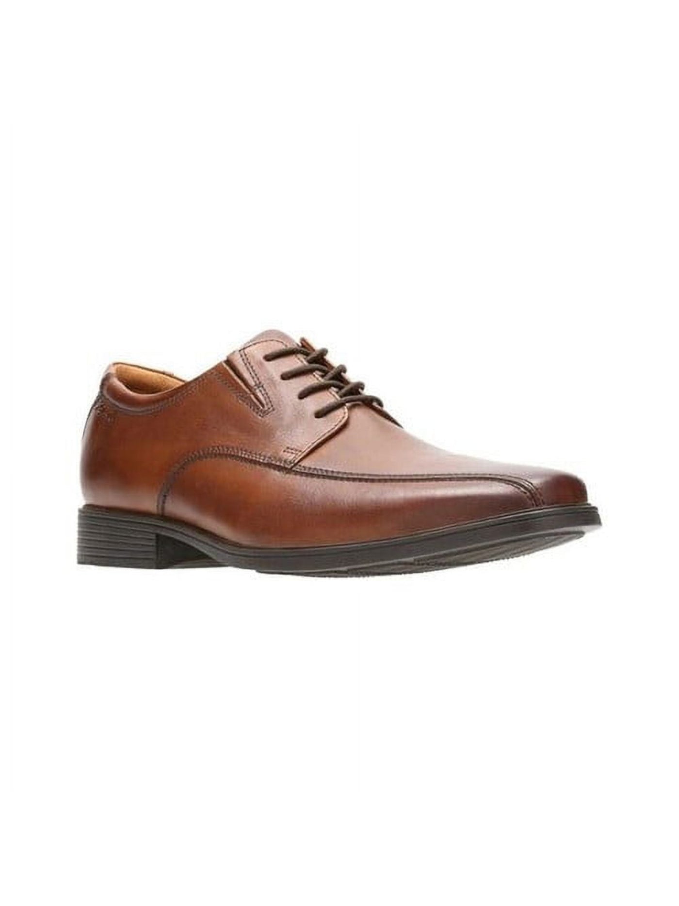 COLLECTION BY CLARKS Mens Brown Logo Accent Padde Collar Goring Cushioned Tilden Walk Round Toe Block Heel Lace-Up Leather Dress Oxford Shoes 9 M