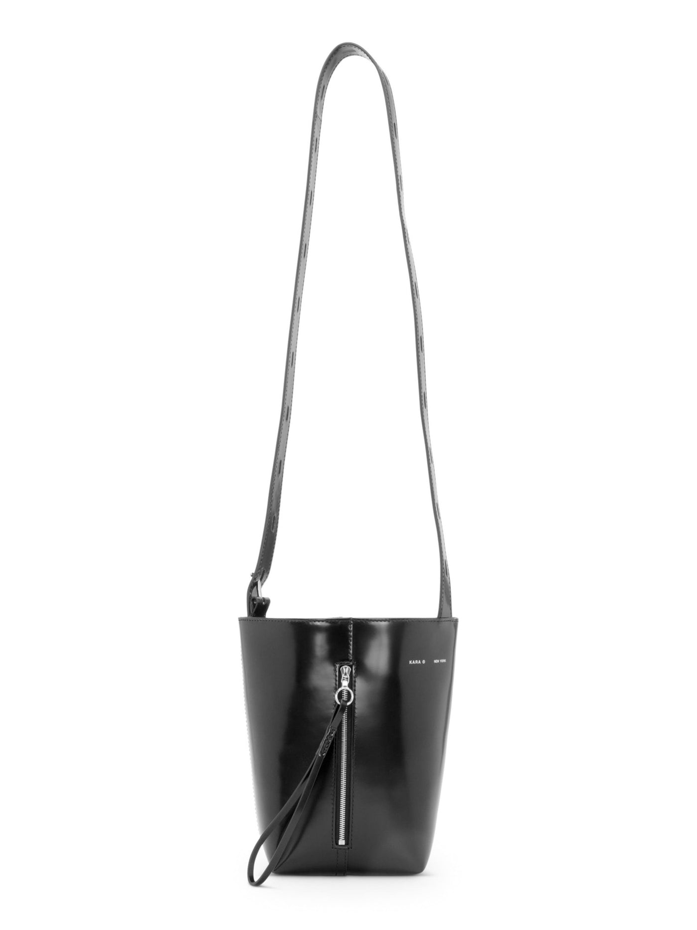 KARA Women's Black Solid Adjustable Strap Bucket Bag