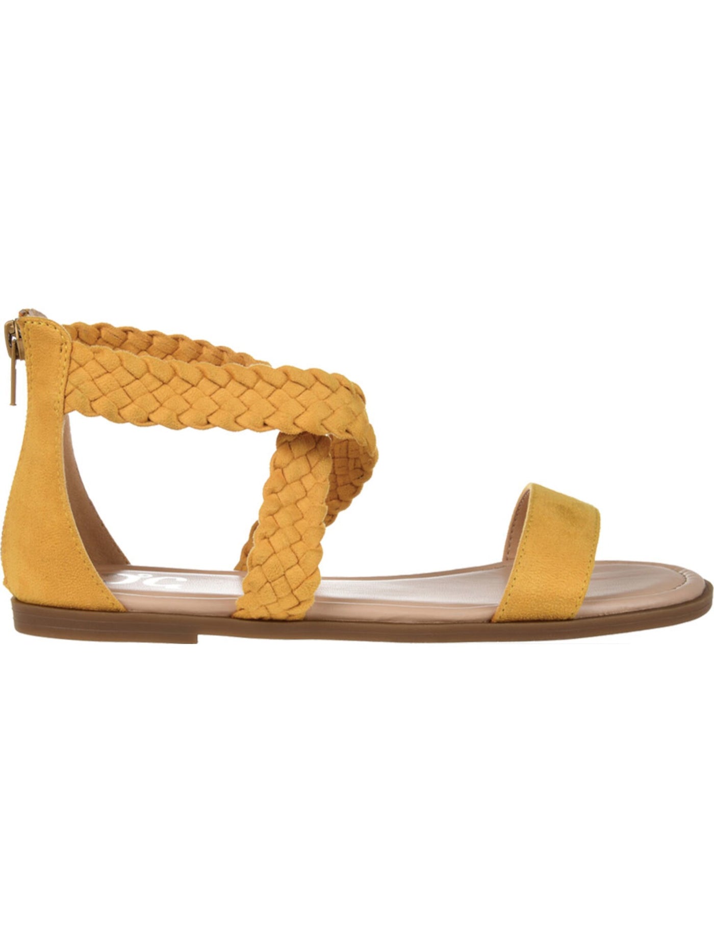 JOURNEE COLLECTION Womens Yellow Crisscross Straps Woven Comfort Lucinda Round Toe Block Heel Zip-Up Gladiator Sandals Shoes 7.5 M