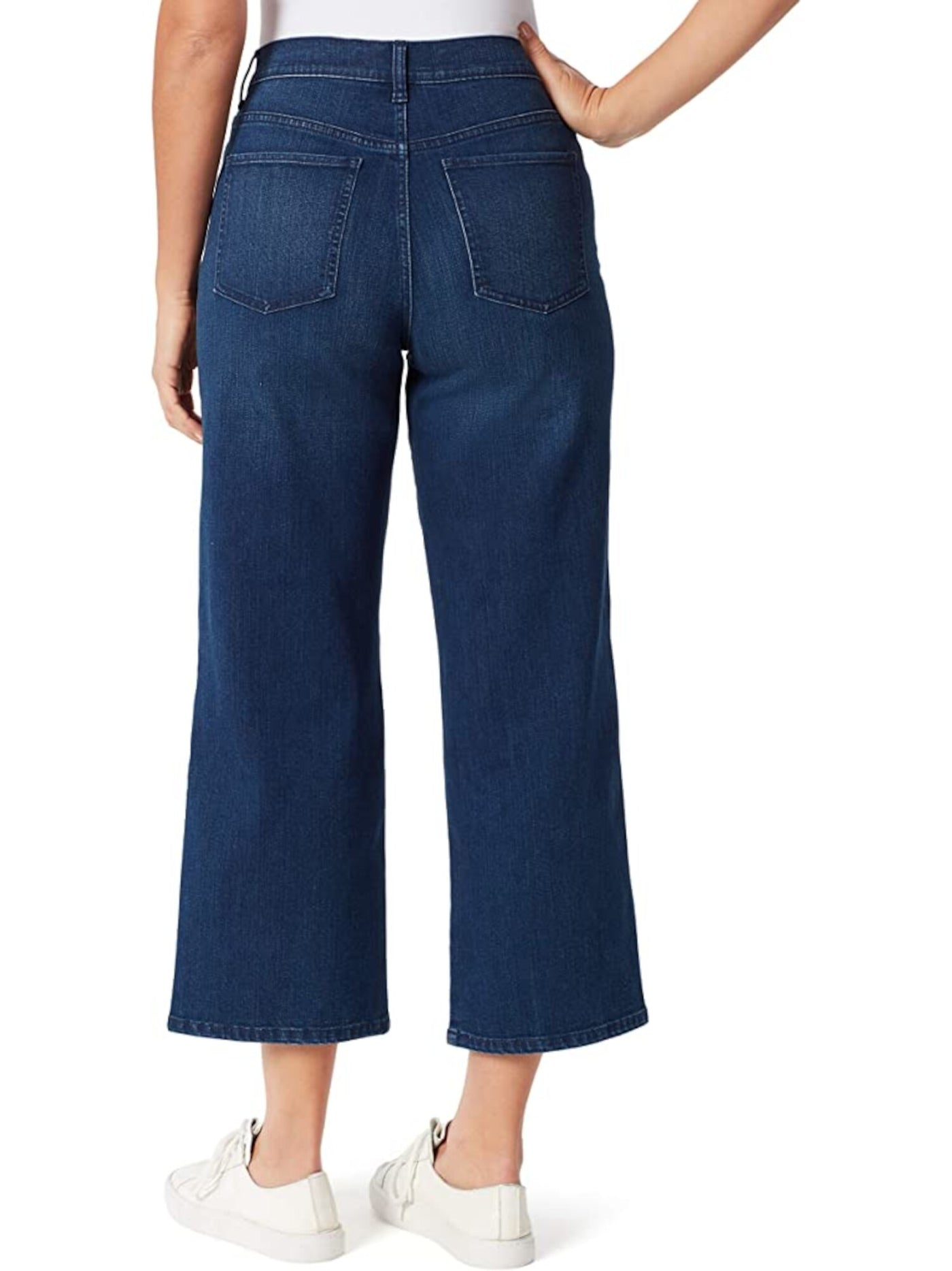 GLORIA VANDERBILT Womens Blue Stretch Zippered Pocketed Kick Flare Mid-rise Cropped Jeans 10