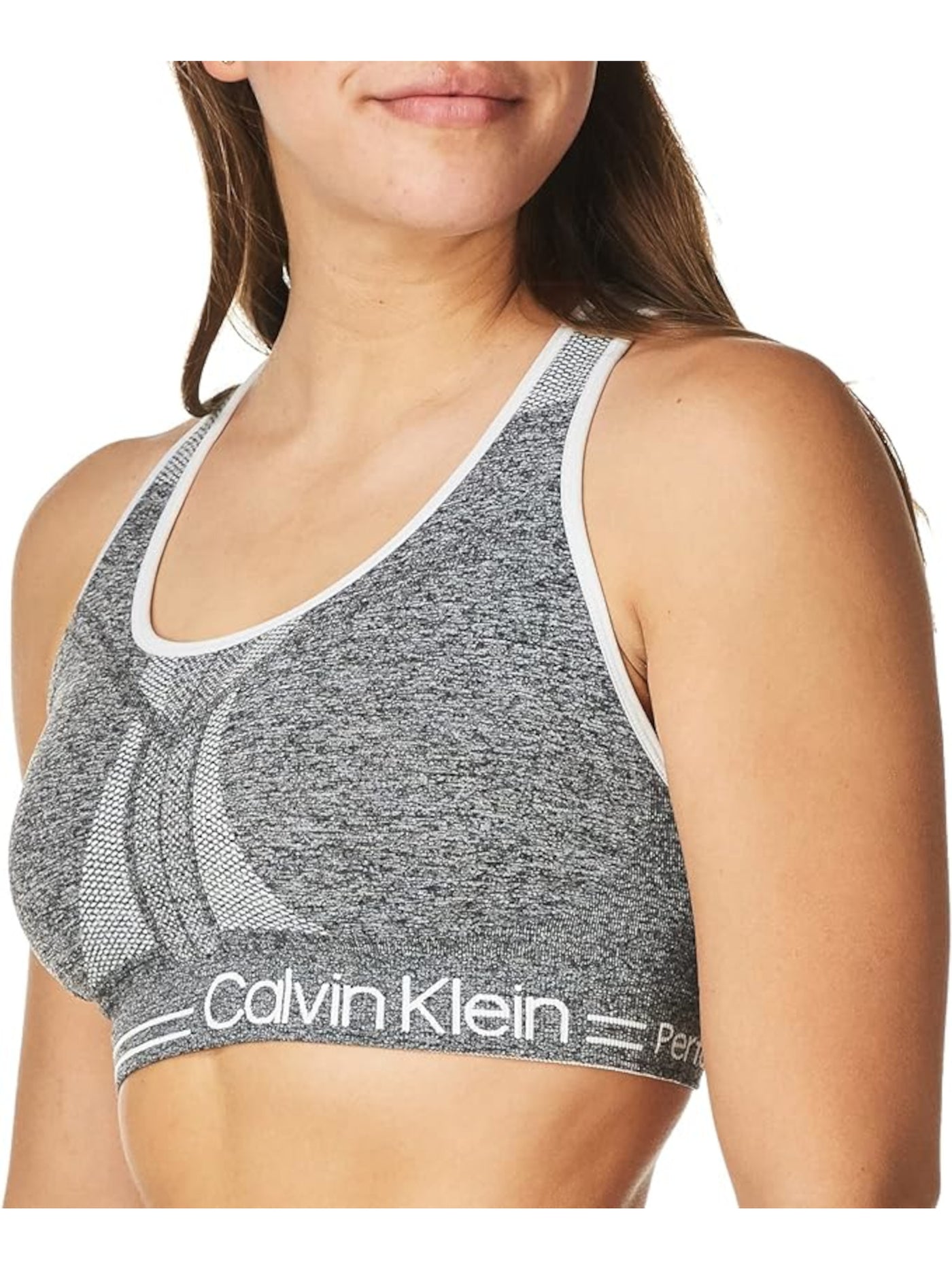 CALVIN KLEIN PERFORMANCE Intimates Gray Reversible Logo Band Medium Impact Sports Bra Plus 2X