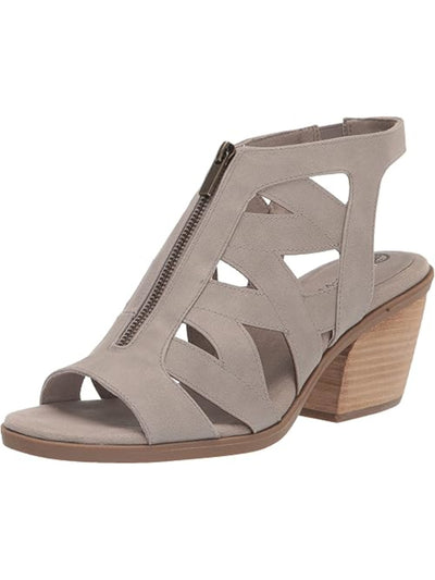 BELLA VITA Womens Gray Goring Padded Jovanah Round Toe Block Heel Zip-Up Gladiator Sandals Shoes 8 WW