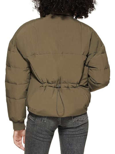 LEVI'S Womens Green Zippered Pocketed Hooded Long Sleeve Mock Neck Puffer Winter Jacket Coat S
