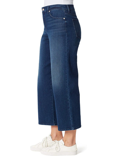 GLORIA VANDERBILT Womens Blue Stretch Zippered Pocketed Kick Flare Mid-rise Cropped Jeans 10