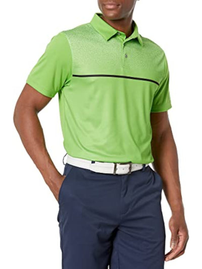 HYBRID APPAREL Mens Green Printed Stretch Polo S