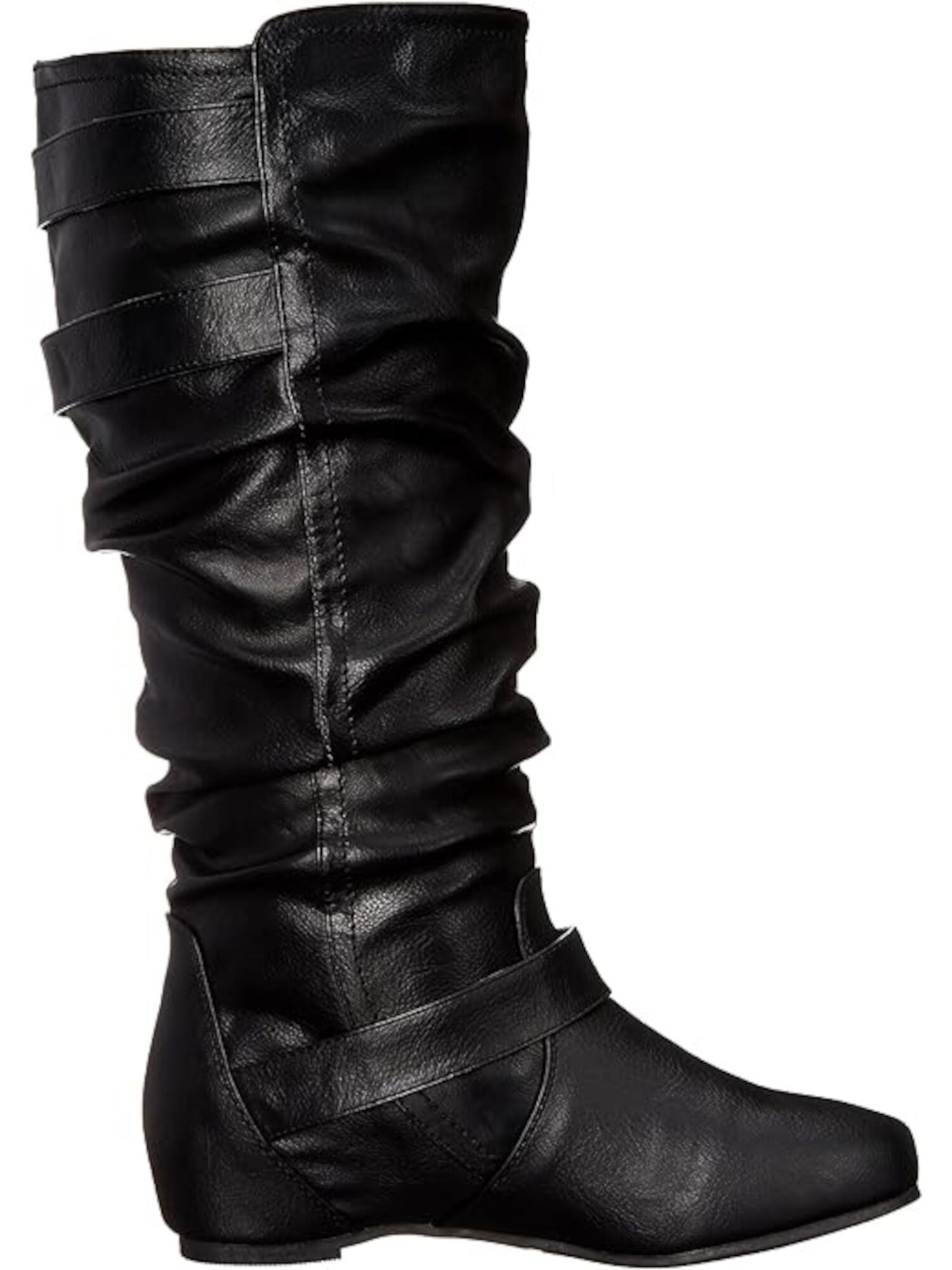 JOURNEE COLLECTION Womens Black Buckle Accent Comfort Cammie Round Toe Slip On Slouch Boot 8 M