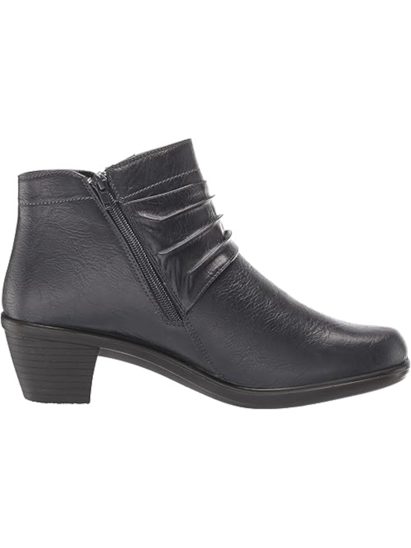 EASY STREET Womens Navy Flexible Ruched Cushioned Damita Round Toe Block Heel Zip-Up Booties 8 N