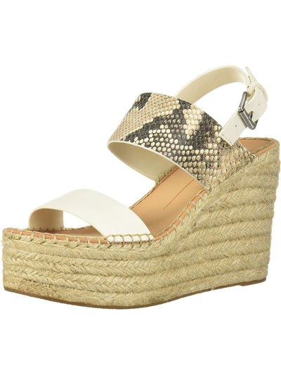 DOLCE VITA Womens Ivory Snake Print 2" Platform Jute Wrapped Adjustable Strap Comfort Spiro Round Toe Wedge Buckle Leather Slingback Sandal 10