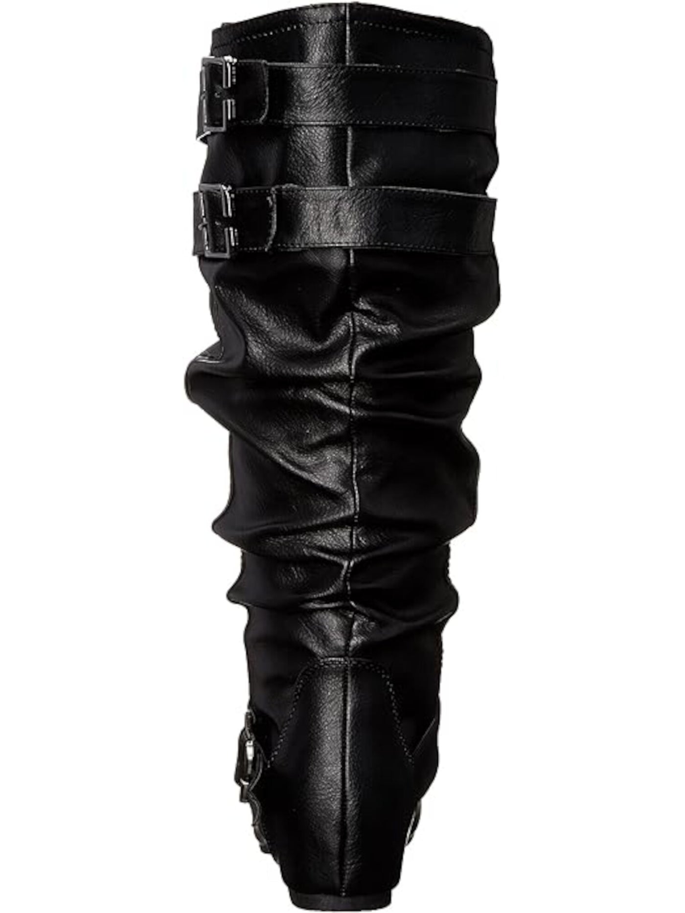 JOURNEE COLLECTION Womens Black Buckle Accent Comfort Cammie Round Toe Slip On Slouch Boot 8 M