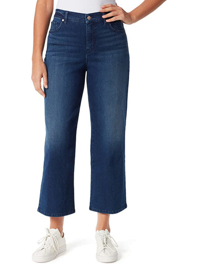 GLORIA VANDERBILT Womens Blue Stretch Zippered Pocketed Kick Flare Mid-rise Cropped Jeans 10