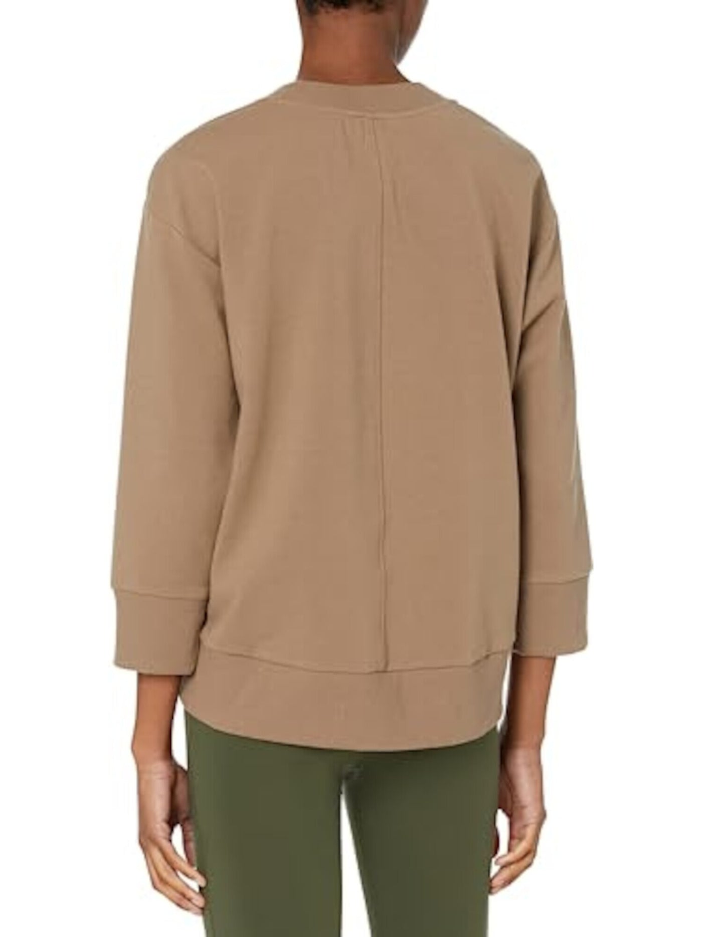 B NEW YORK Womens Brown Tie Drawstring Seamed Rib-knit Trim Long Sleeve Crew Neck Sweatshirt XL
