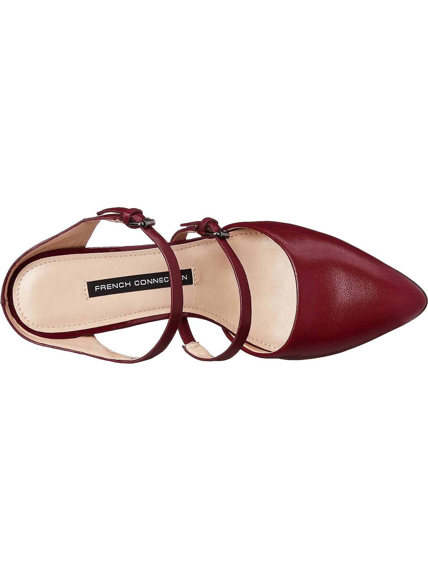 FRENCH CONNECTION Womens Burgundy Mandalay Pointed Toe Stiletto Slip On Leather Heeled Mules Shoes 5.5